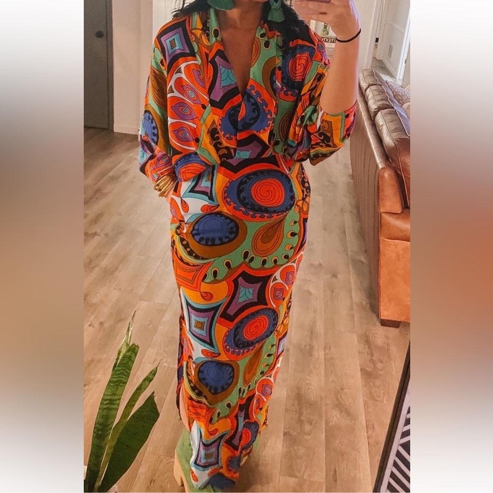 SWF Revolve Plunge Dress in Retro Print